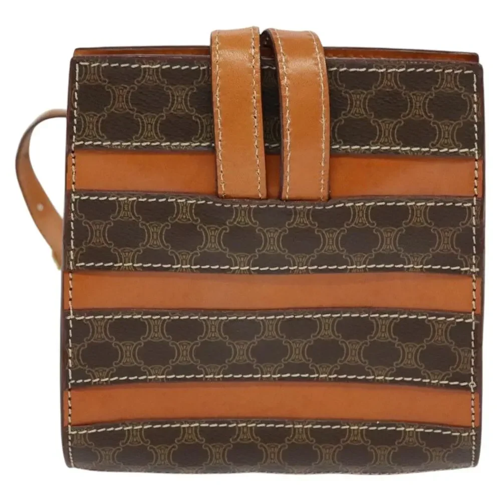 CELINE Macadam Canvas Backpack Pvc Leather Brown